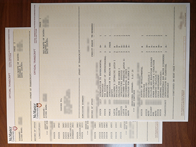 McMaster University transcript1