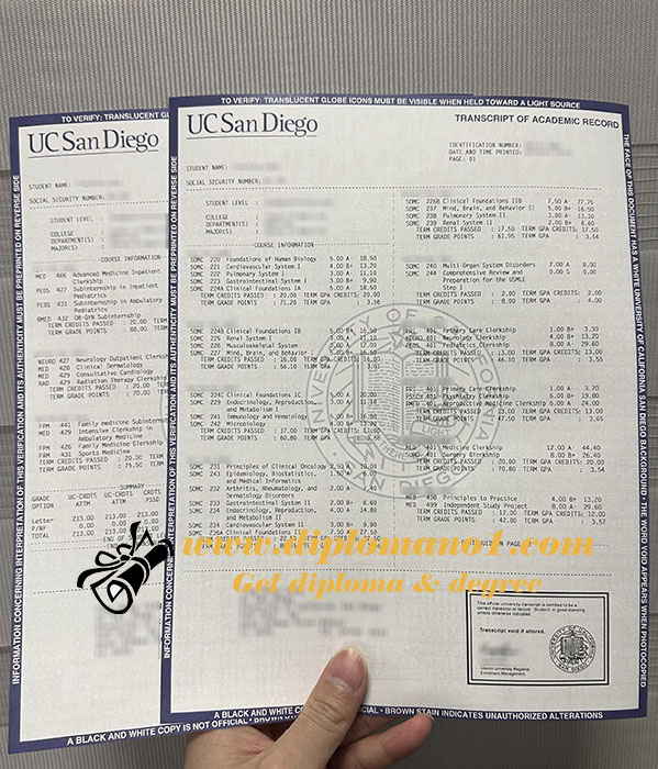 UC San Diego transcript