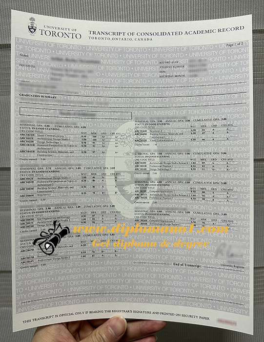 University of Toronto transcript
