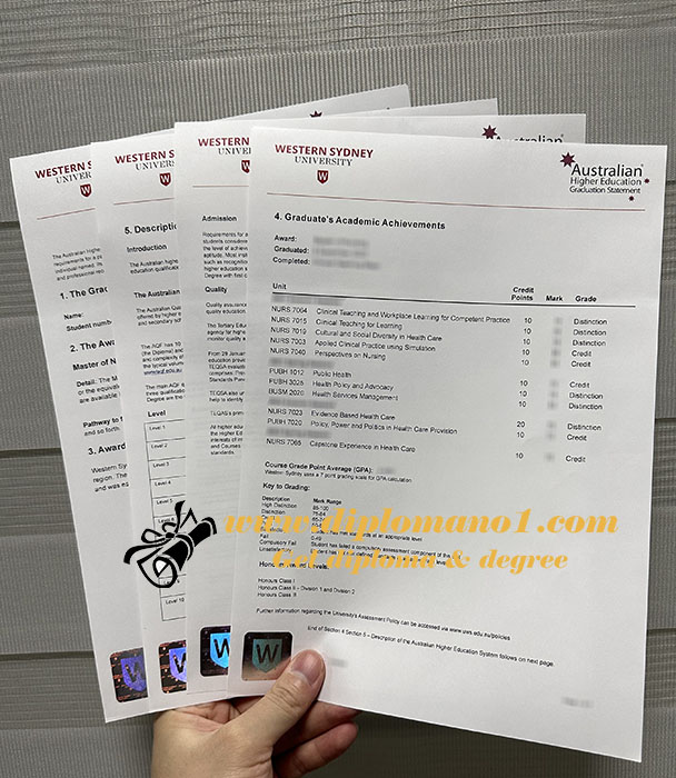 Western Sydney University transcript